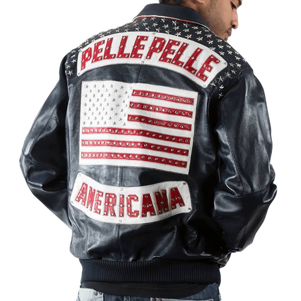 Pelle Pelle Americana Navy Blue Leather Jacket