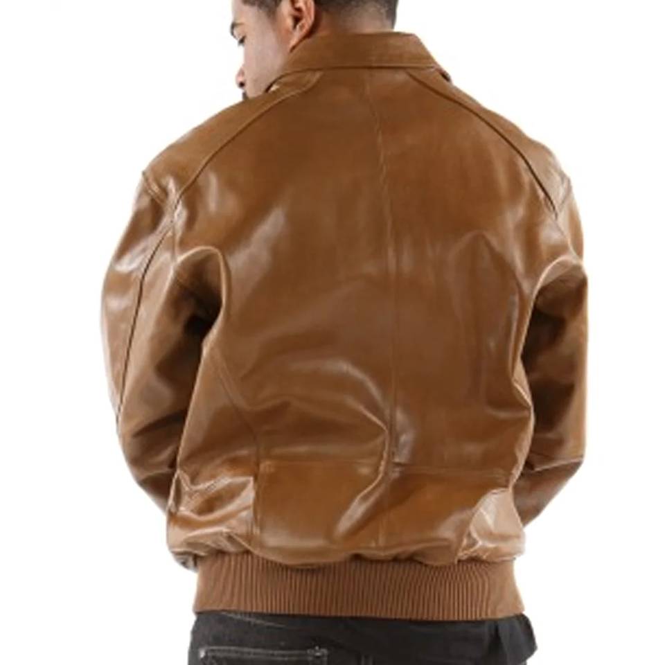 Pelle Pelle Applique Basic Brown Leather Jacket