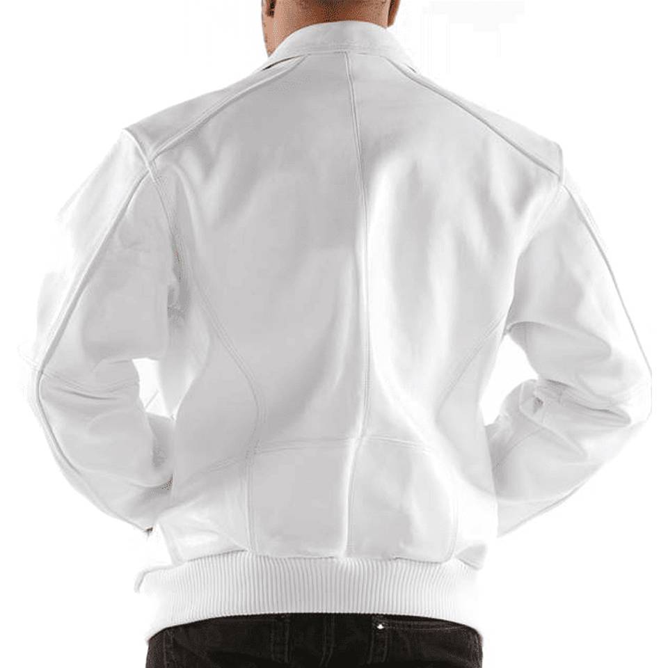 Pelle Pelle Applique Basic White Leather Jacket