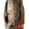 Pelle Pelle Asian Dragon Heart Brown Varsity Genuine Leather Jacket