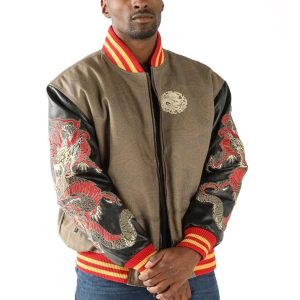 Pelle Pelle Asian Dragon Heart Brown Varsity Jacket