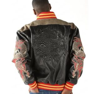 Pelle Pelle Asian Dragon Heart Brown Varsity Leather Jacket