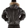Pelle Pelle Basic Crocodile Skin Black Fur Hooded Jacket