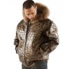 Pelle Pelle Basic Crocodile Skin Brown Fur Hood Jacket