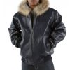 Pelle Pelle Basic Navy Blue Fur Hood Jacket