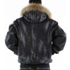 Pelle Pelle Basic Navy Blue Fur Hooded Leather Jacket