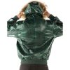 Pelle Pelle Basic Nile Green Two-Tone Cayman Fur Hood Leather Jacket