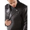 Pelle Pelle Black Houndstooth Biker Full Grain Leather Jacket