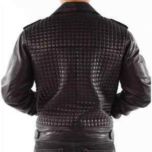 Pelle Pelle Black Houndstooth Biker Leather Jacket