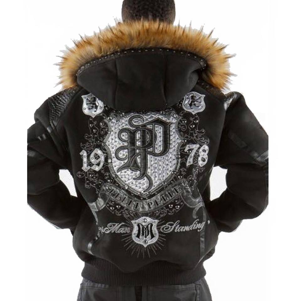 Pelle Pelle Black Last Man Standing MB Fur Hood Wool Jacket