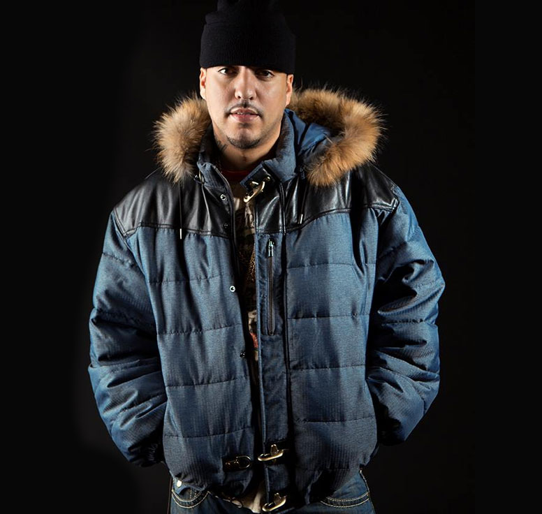 Pelle Pelle Blue Shield Yoke Bubble Jacket with Fur Hood