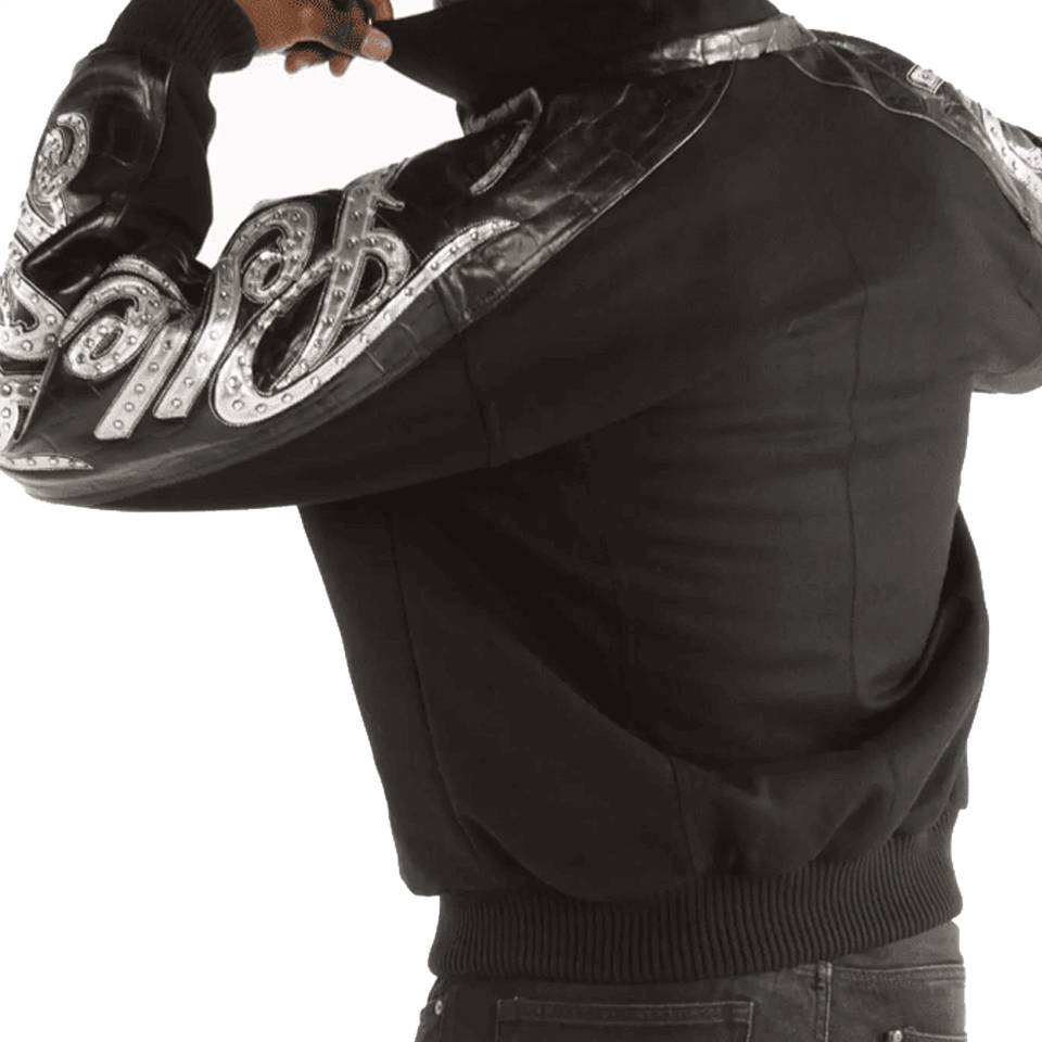 Pelle Pelle Black Shoulder Crest Script Wool Jacket