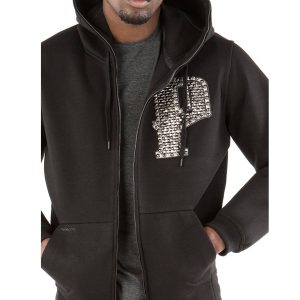 Pelle Pelle Black Studded P Full Zip Wool Hoodie