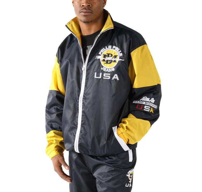 Pelle Pelle Black USA Jeans Old School Velour Nylon Tracksuit - Copy