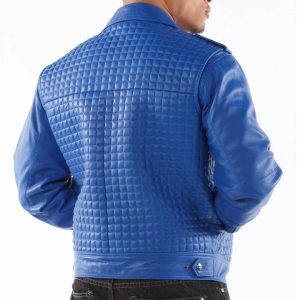 Pelle Pelle Blue Houndstooth Biker Leather Jacket