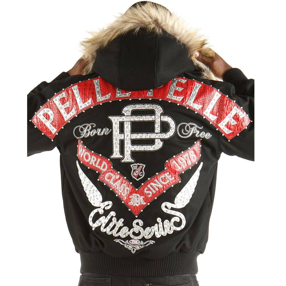 Pelle Pelle Born Free Elite Series Black Fur Hood Wool Jacket