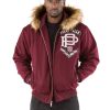 Pelle Pelle Born Free Elite Series Maroon Fur Hood Jacket
