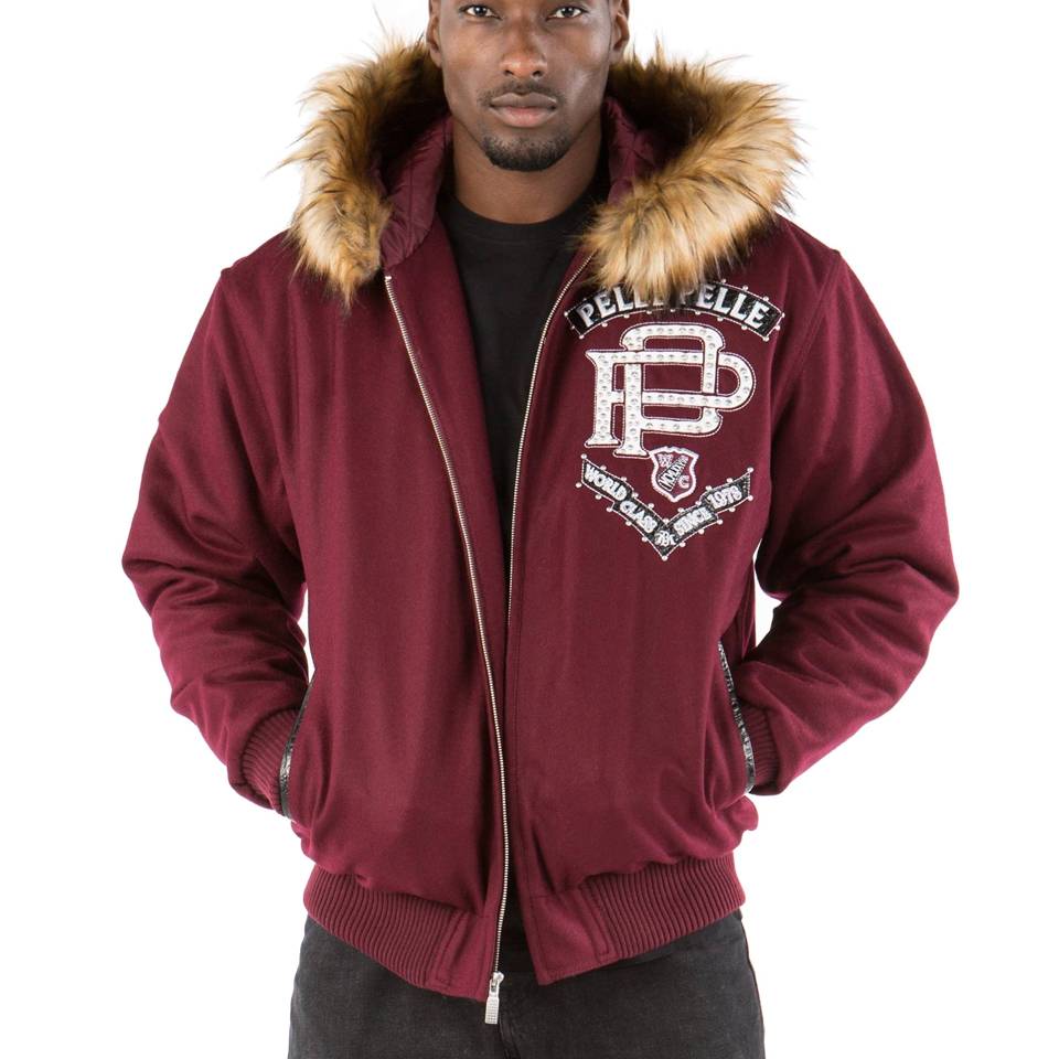 Pelle Pelle Born Free Elite Series Maroon Fur Hood Jacket