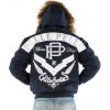 Pelle Pelle Born Free Elite Series Navy Blue Fur Hood Wool Jacket