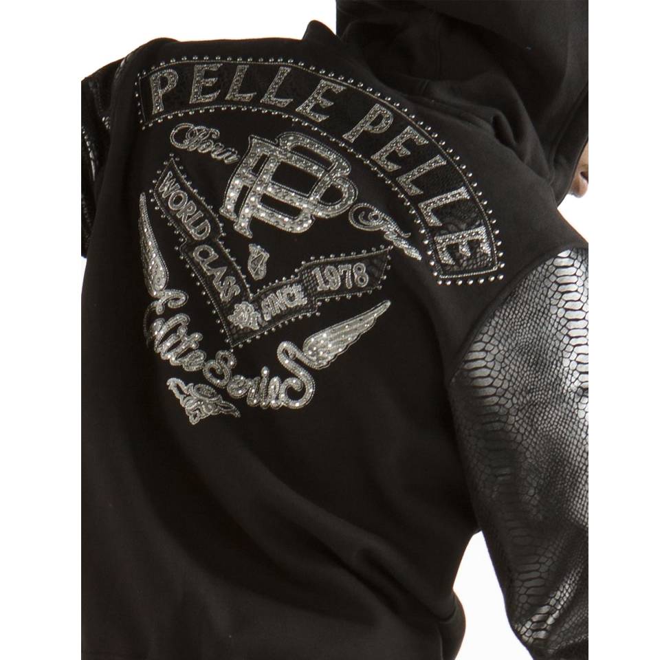 Pelle Pelle Born Free World Class Black Men Wool Hoodie