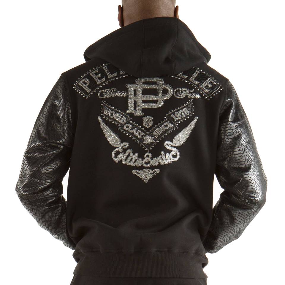 Pelle Pelle Born Free World Class Black Men's Wool Hoodie