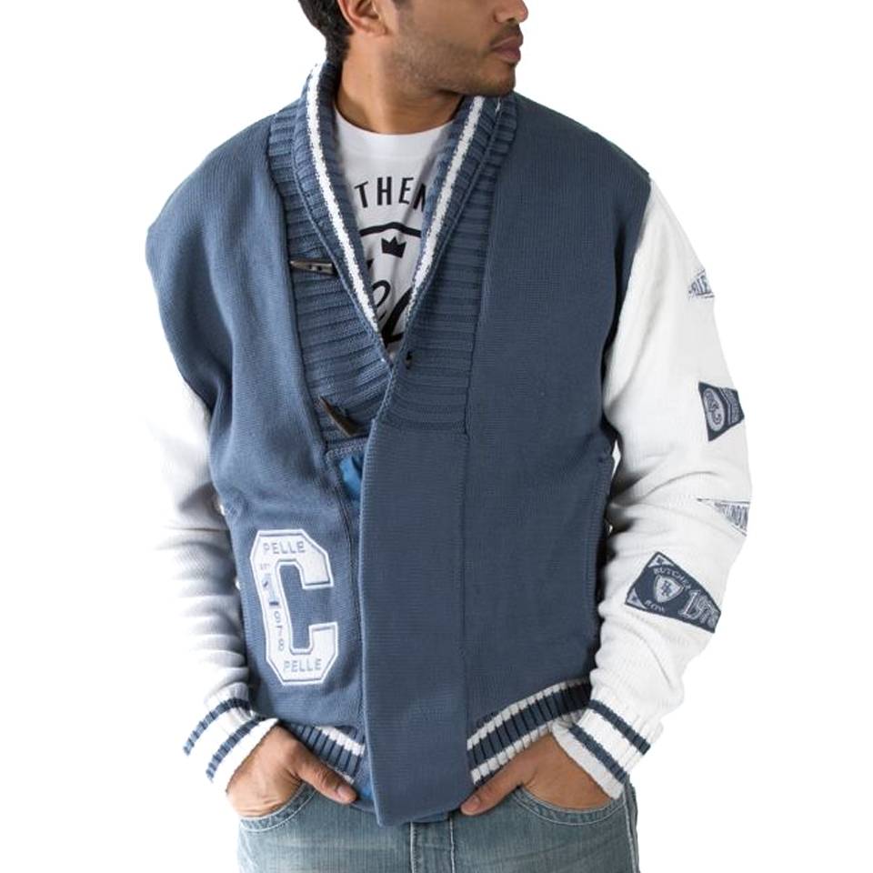 Pelle Pelle Boxing Club Shawl Collar Coastal Grey Sweater