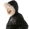 Pelle Pelle Boys Black Neoprene Logo Fur Hood Wool Jacket