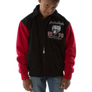 Pelle Pelle Boys Black World’s Finest Tiger Twill Wool Jacket
