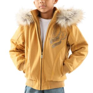 Pelle Pelle Boys Born & Raised 1978 Yellow Fur Hood Jacket