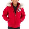 Pelle Pelle Boys Flying Heart Born Free 1978 Heritage Series Red Fur Hooded Wool Jacket