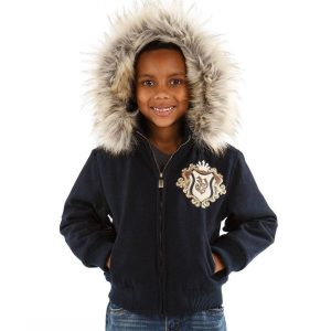 Pelle Pelle Boys Prestige Navy Blue Fur Hood Jacket