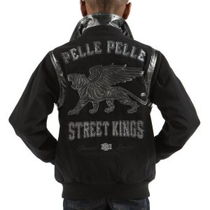 Pelle Pelle Boys Street Kings 1978 Black Wool Jacket