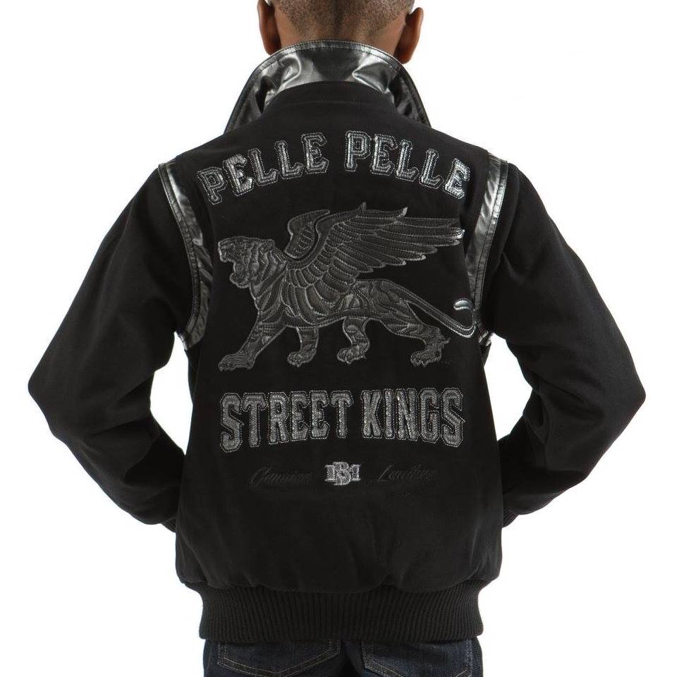 Pelle Pelle Boys Street Kings 1978 Black Wool Jacket