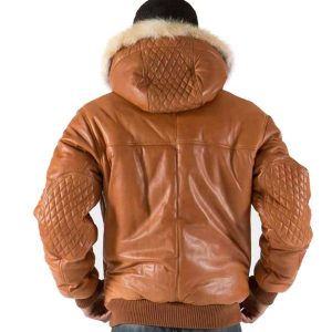 Pelle Pelle Brown Basic Fur Collar Hood Leather Jacket