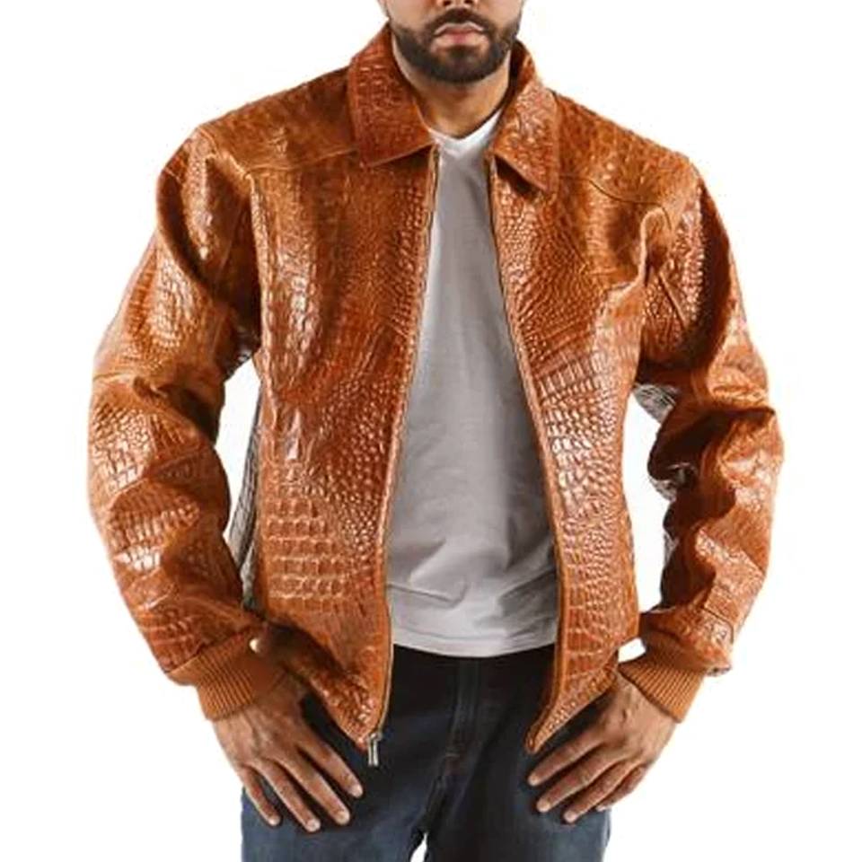 Pelle Pelle Brown Cabernet Alligator Leather Genuine Jacket