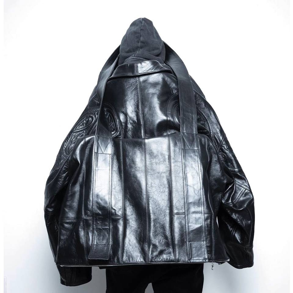 Pelle Pelle Carti Black Embossed Leather Jacket