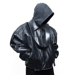 Pelle Pelle Carti Black Embossed Plush Leather Jacket