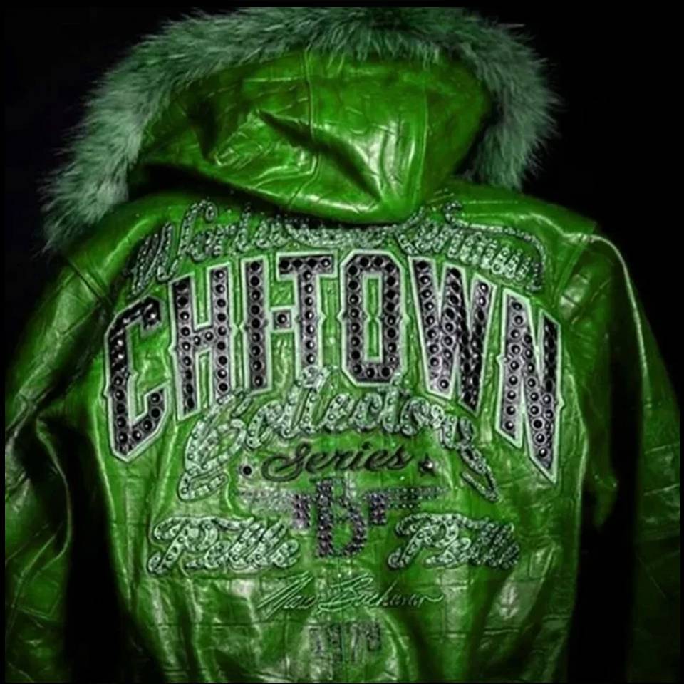 Pelle Pelle Chi Town MB 1978 Fur Hood Green Jacket