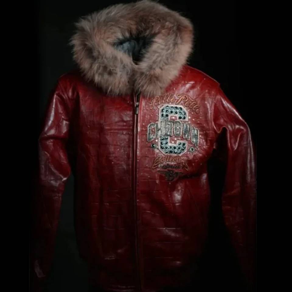 Pelle Pelle Chi Town MB 1978 Fur Hood Red Jacket