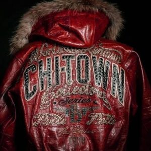 Pelle Pelle Chi Town MB 1978 Fur Hood Red Jacket