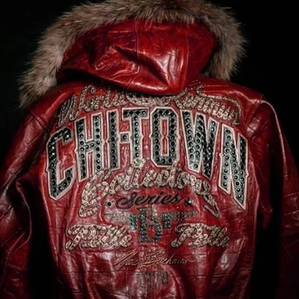 Pelle Pelle Chi Town MB 1978 Fur Hood Red Jacket