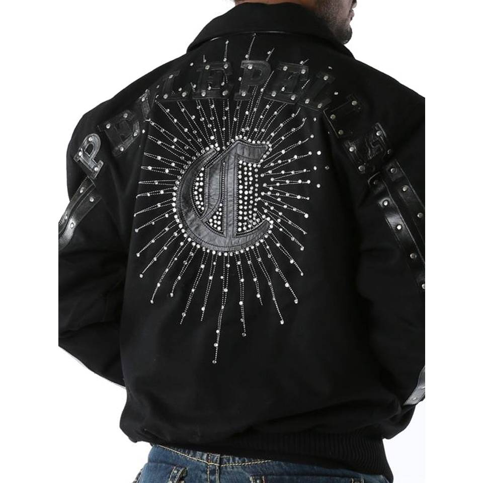 Pelle Pelle Chicago Black Studded Premium Quality Wool Jacket