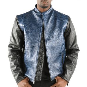 Pelle Pelle China Collar Blue Biker Jacket