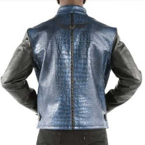 Pelle Pelle China Collar Blue Biker Leather Jacket