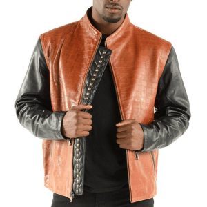 Pelle Pelle China Collar Brown Biker Jacket