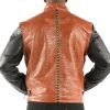 Pelle Pelle China Collar Brown Biker Leather Jacket