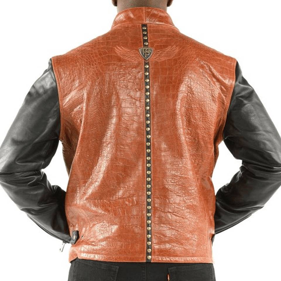 Pelle Pelle China Collar Brown Biker Leather Jacket