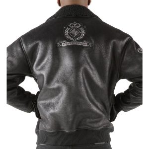 Pelle Pelle Coat of Arms Fur Collar Black Leather Genuine Leather Jacket