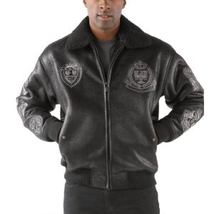 Pelle Pelle Coat of Arms Fur Collar Black Jacket