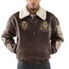 Pelle Pelle Coat of Arms Fur Collar Brown Jacket